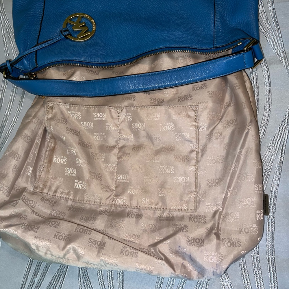 Vintage Michael Kors Hamilton Blue Leather Hobo Bag - Picture 13 of 15